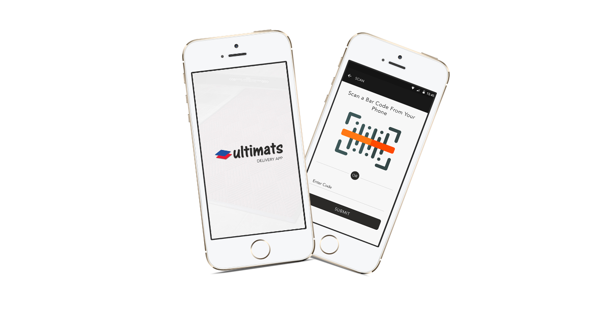 Ultimats Rental Mats App shown on mobile phone by Ultimats