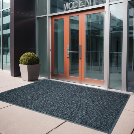 UltiScrub Black Scraper Dryer mats at building entrance by Ultimats