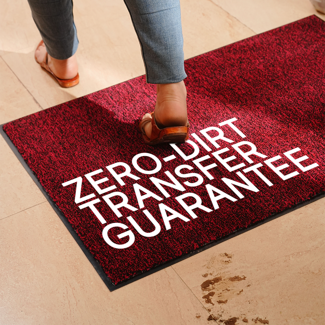 ulticlean red mat with lady foot and zero dirt transfer