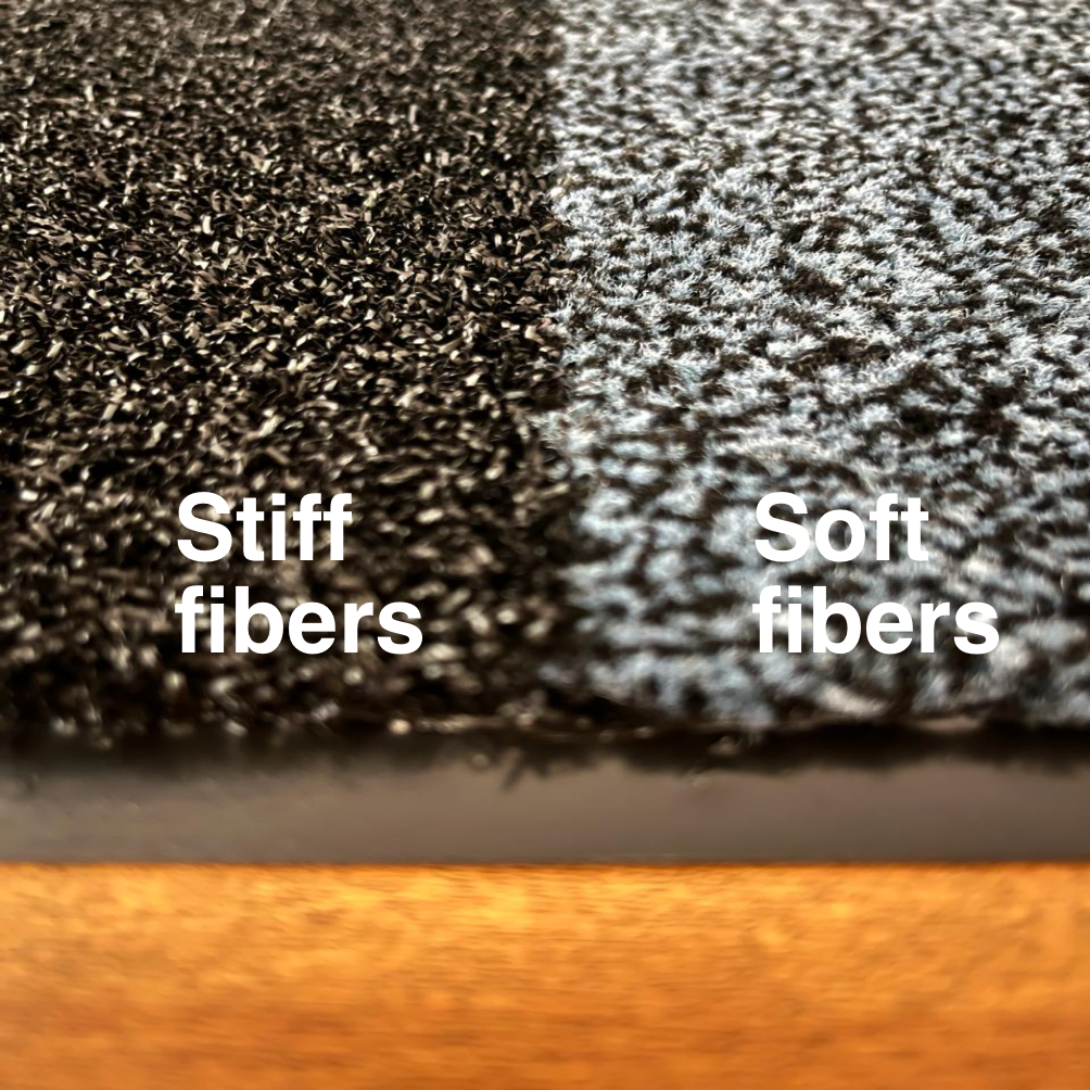 Hybrid mat fibers enlarged view soft and stiff by Ultimats