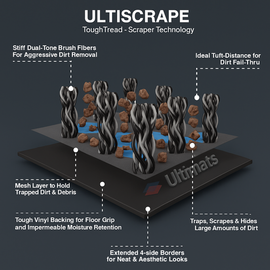 UltiScrape ToughTread Scraper Doormat - Grey