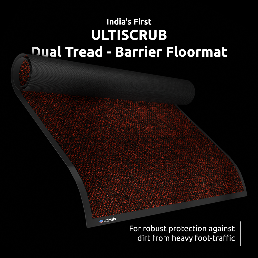 UltiScrub Heavy Traffic DualTread Barrier Mat - Crimson Red