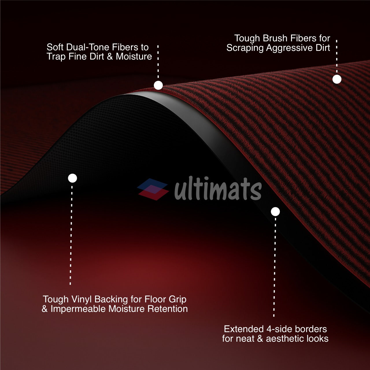 UltiWipe CleanScrape All Weather Mat - Red-Black