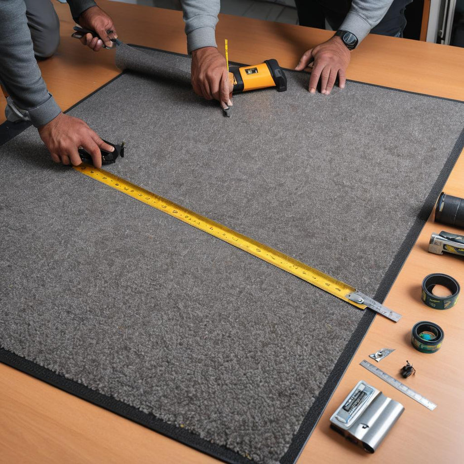 Grey mat being customized by Ultimats Bespoke Matting